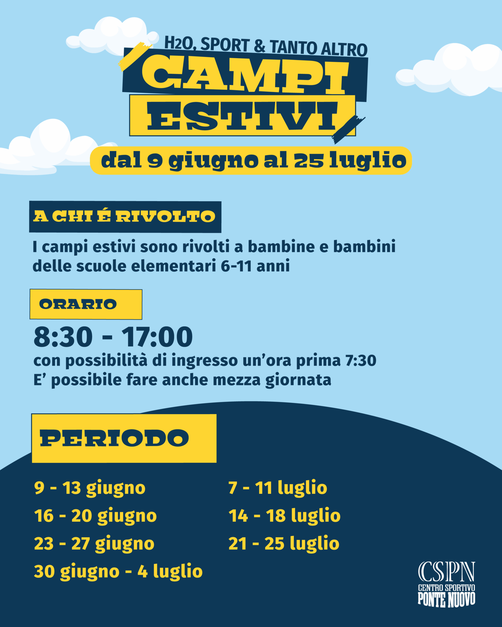 campi estivi 2025 a pieve di cento presso centro sportivo ponte nuovo | piscina e palestra