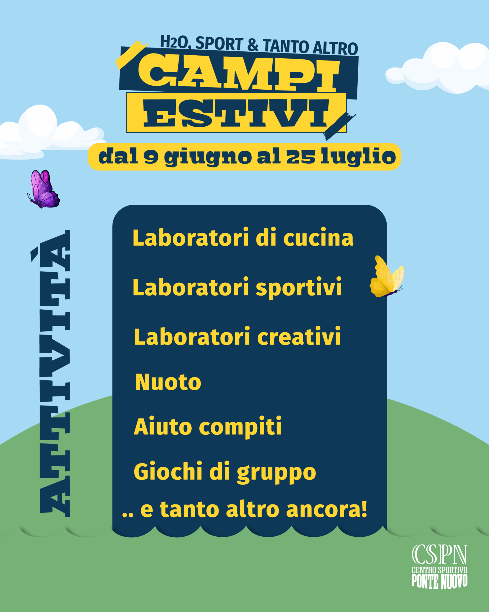 campi estivi 2025 a pieve di cento presso centro sportivo ponte nuovo | piscina e palestra