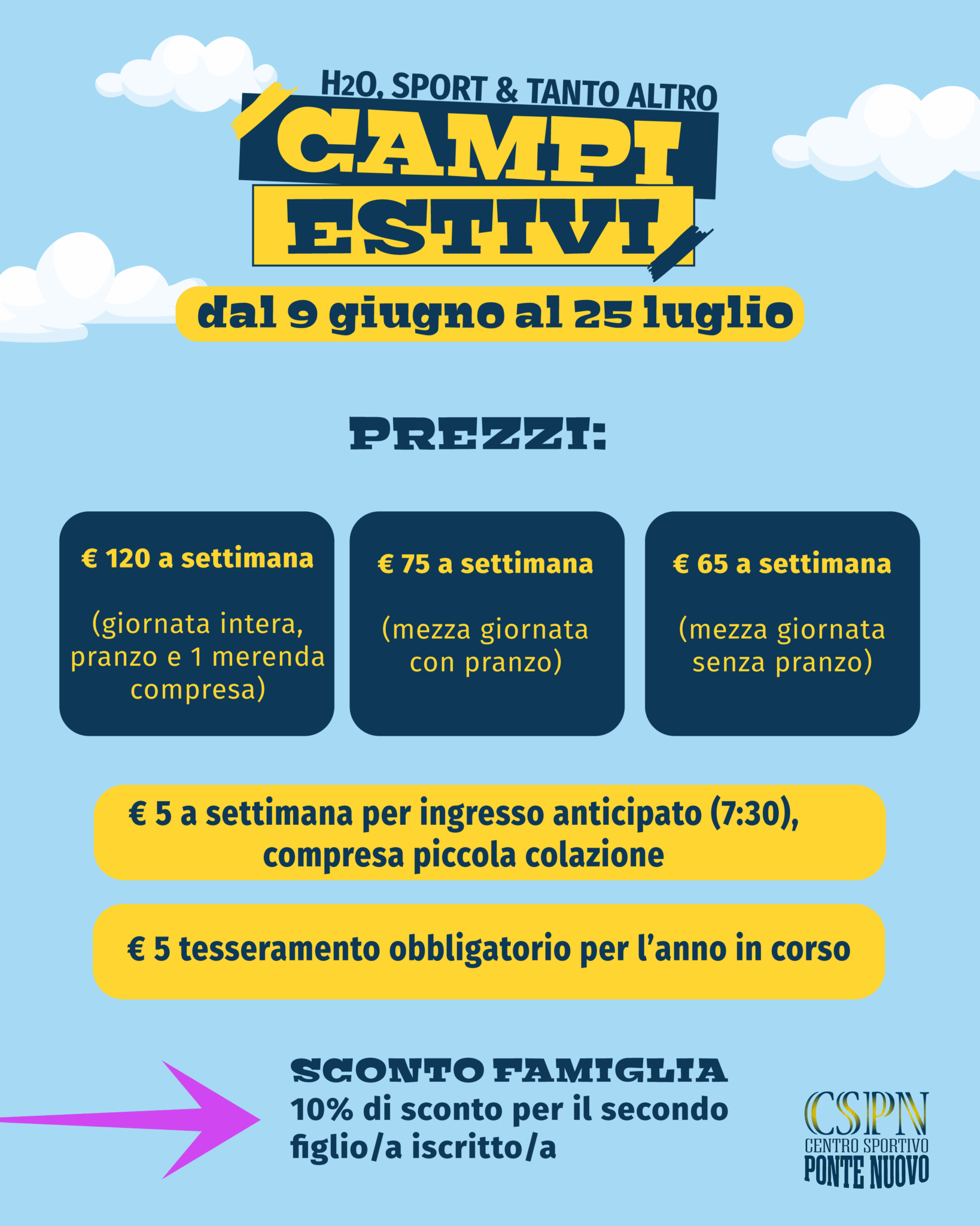 campi estivi 2025 a pieve di cento presso centro sportivo ponte nuovo | piscina e palestra